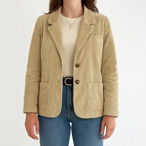 Vintage The Fashion Place Corduroy‎ Blazer Tan Beige Women's Size 18 Fits L 70s